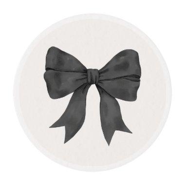 Black Bow Baby or , Birthday Party Edible Frosting Rounds