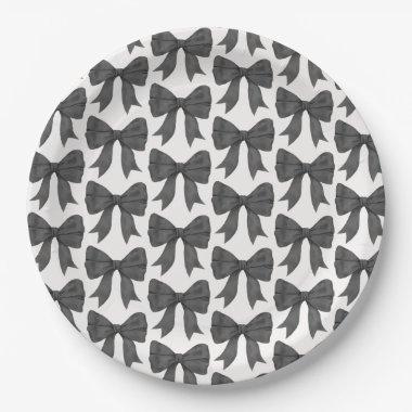 Black Bow Baby or , Birthday Party Paper Plates