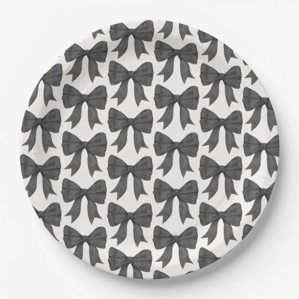 Black Bow Baby or , Birthday Party Paper Plates