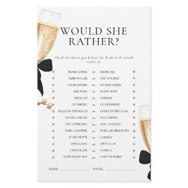 Black Bow Pearls & Prosecco  Game Stationery