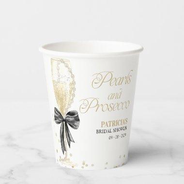 Black Bow Pearls & Prosecco  Paper Cups