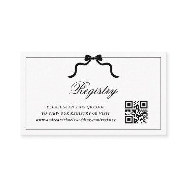 Black Bow Ribbon QR Code Wedding Gift Registry Enclosure