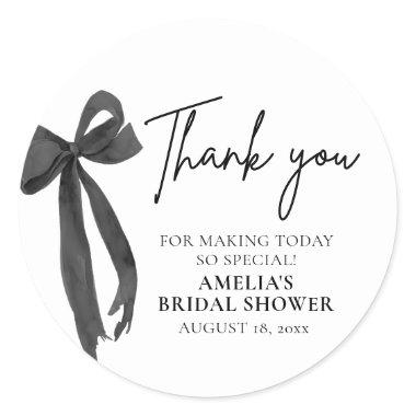 Black Bow She's Tying the Knot  Classic Round Sticker