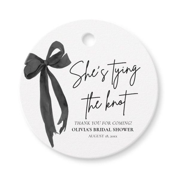Black Bow She's Tying the Knot  Favor Tags