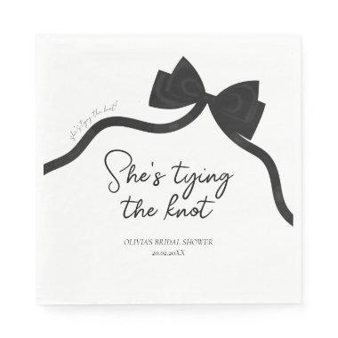 Black bow she's tying the knot  napkins