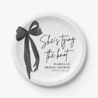 Black Bow She's Tying the Knot  Paper Plates