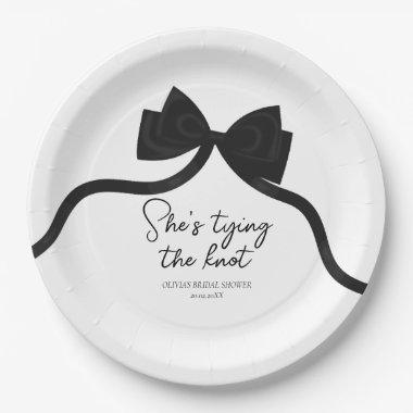 Black bow she's tying the knot  paper plates