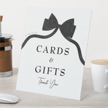 Black bow she's tying the knot  pedestal sign