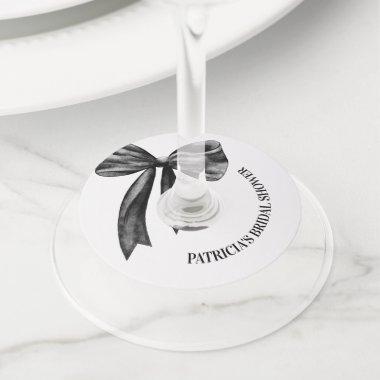Black Bow She's Tying the Knot  Wine Glass Tag