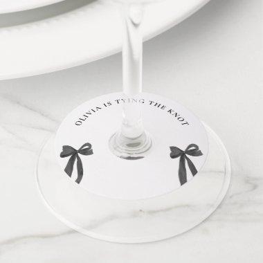 Black Bow She's Tying The Knot  Wine Glass Tag
