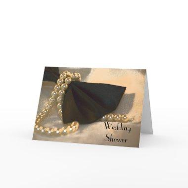 Black Bow Tie and Pearls Wedding Shower Invitations