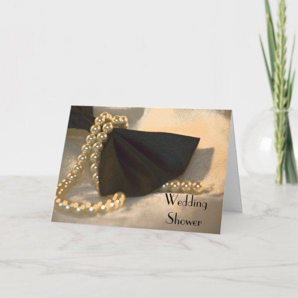 Black Bow Tie and Pearls Wedding Shower Invitations