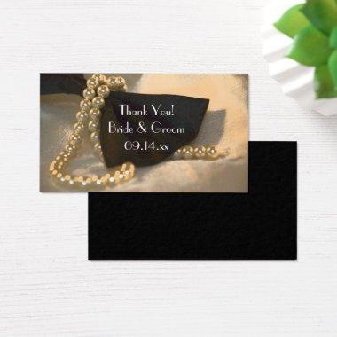 Black Bow Tie and White Pearls Wedding Favor Tags