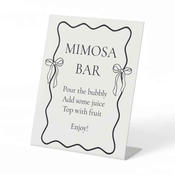 Black Bow Tie the Knot  Mimosa Bar Pedestal Sign