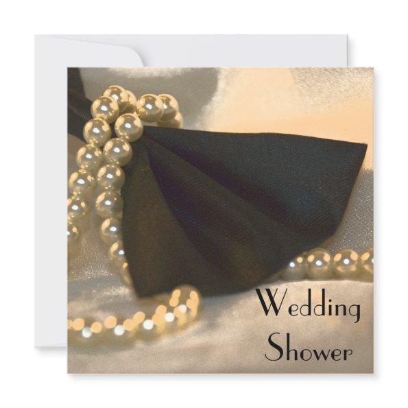 Black Bow Tie White Pearls Couples Wedding Shower