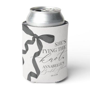 Black Bow Tying the Knot  Favors Can Cooler