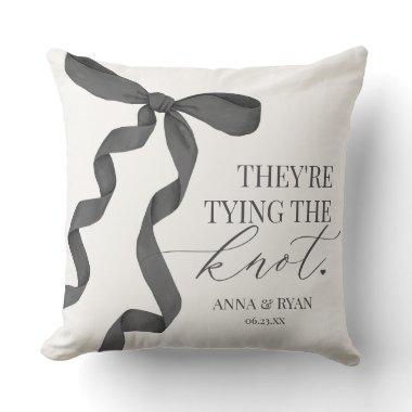 Black Bow Tying the Knot  Gift Throw Pillow