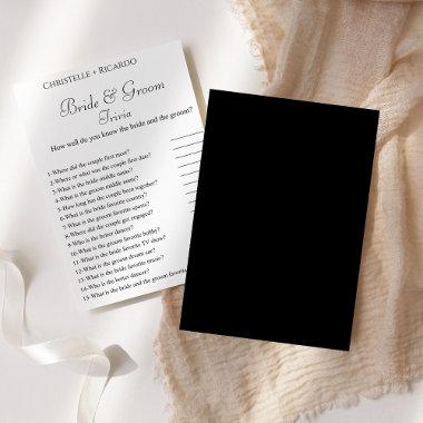 Black bride & groom trivia bridal shower game