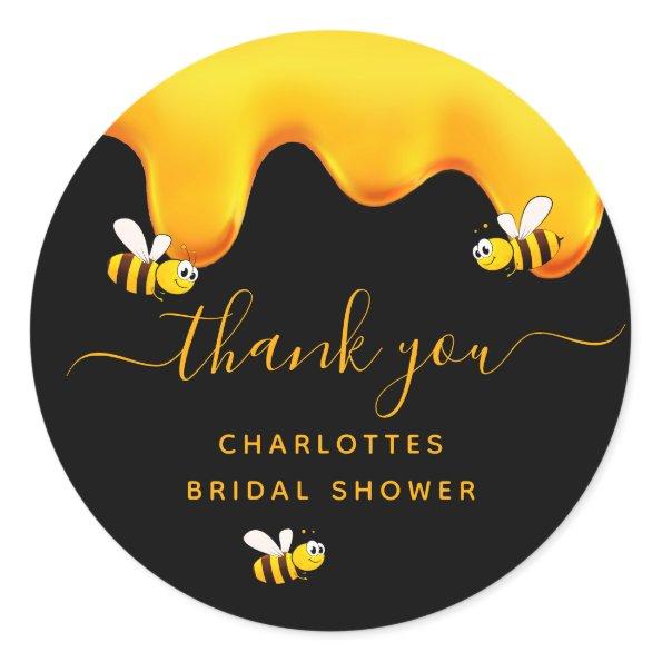 Black bumble bees sweet honey bridal shower classic round sticker