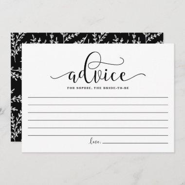 Black Calligraphy Adivce for the Bride to Be Advice Card