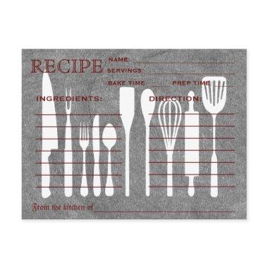 Black Chalkboard Retro Recipe Invitations Kitchen Tools