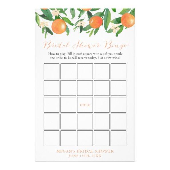 Black Citrus Oranges Bridal Shower Bingo Game Flyer
