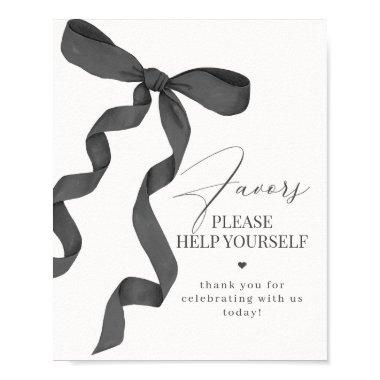 Black Coquette Bow Favors Party Decor Sign