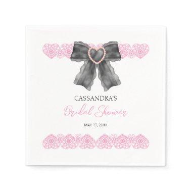 Black Coquette Bow Pink Lace  Napkins