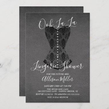 Black Corset Lingerie Bridal Shower Invitations