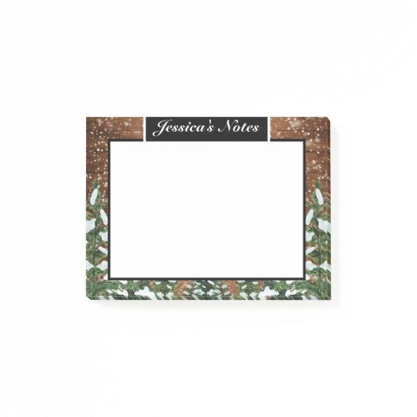Black Country Snowy Wood & Forest Pine Custom Post-it Notes