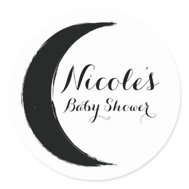 Black Crescent Dark Moon Astrology Zodiac Party Classic Round Sticker