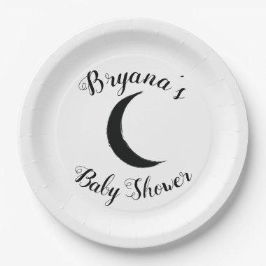 Black Crescent Dark Moon Astrology Zodiac Party Paper Plates