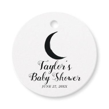 Black Crescent Moon Astrology Zodiac Baby Shower  Favor Tags