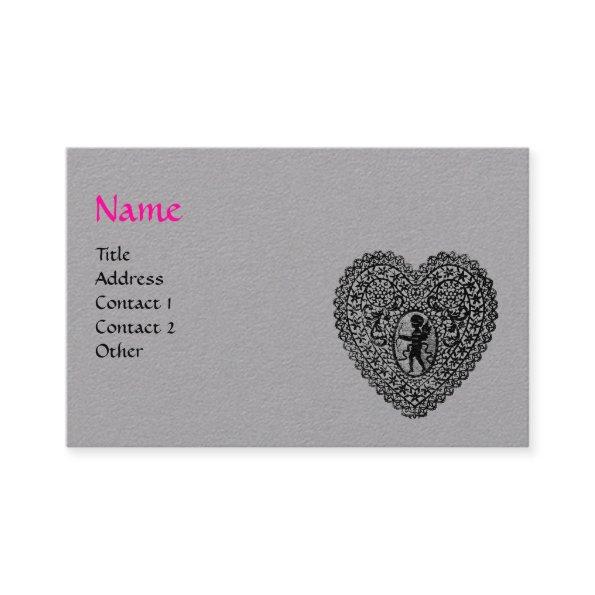 BLACK CUPID LACE HEART MONOGRAM Pink Grey Paper Business