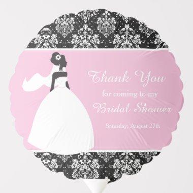 Black Damask Pink Bride  Thank You Balloon