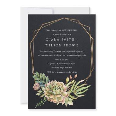 BLACK DESERT SUCCULENT CACTI FOLIAGE COUPLE SHOWER