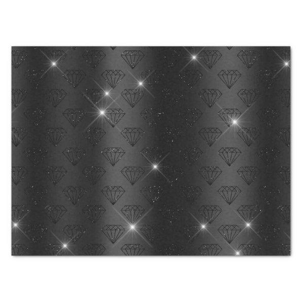 Black Diamond Elegant Sparkle Wedding Engagement Tissue Paper