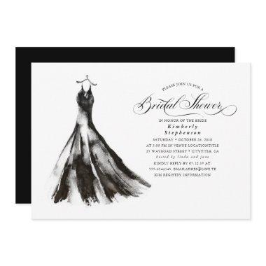 Black Dress Modern Mystical Bridal Shower Invitations