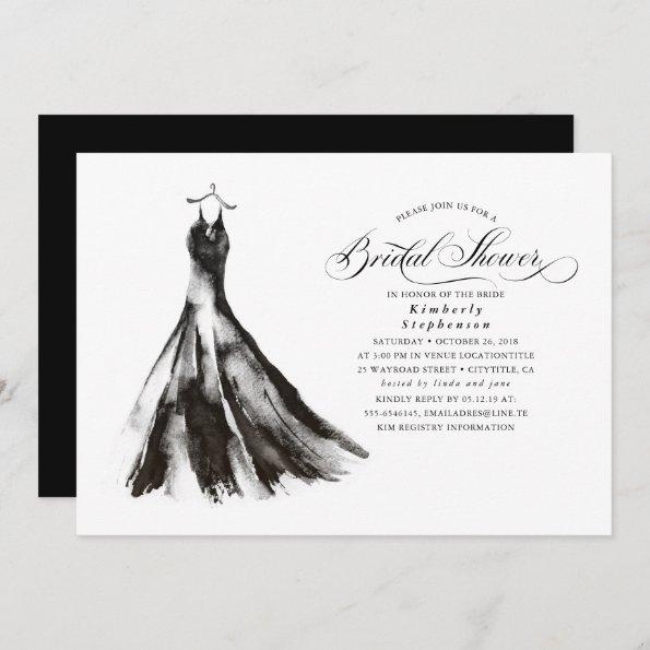 Black Dress Modern Mystical Bridal Shower Invitations