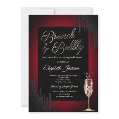 Black Drips,Wine Glass,Red Brunch & Bubbly