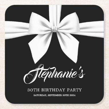 Black Elegant Fancy Tiffany Party Decor Square Paper Coaster