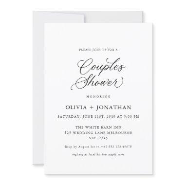 Black Elegant Modern Couples Shower Calligraphy