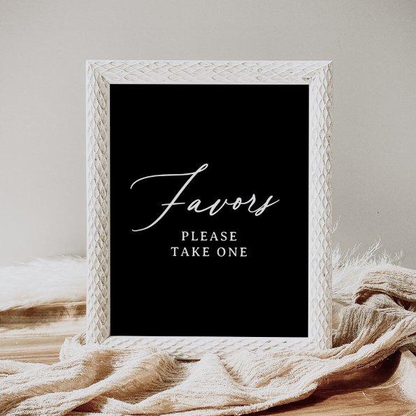 Black Elegant Modern Minimalist Favors Sign