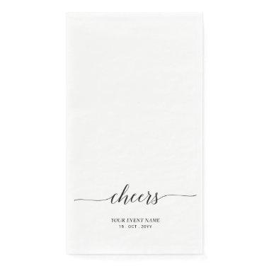 Black Elegant Script Lettering Cheers Event Paper Guest Towels