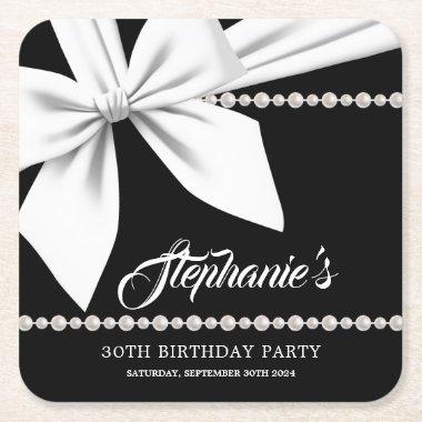 Black Elegant Tiffany Fancy Party Tableware Square Paper Coaster