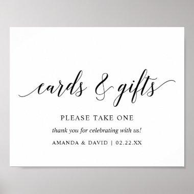 Black Elegant Typography Wedding Invitations gift Sign v1
