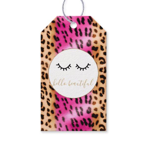 Black Eyelashes Pink Cream Leopard Gift Tags