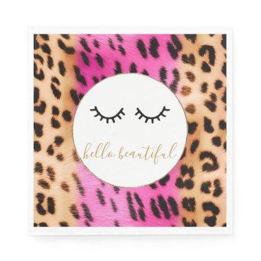 Black Eyelashes Pink Cream Leopard Napkins