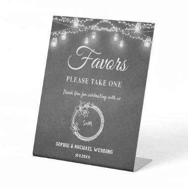Black Favors Wedding Mason Jar String Lights Pedestal Sign