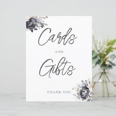Black Floral Invitations and Gifts Sign